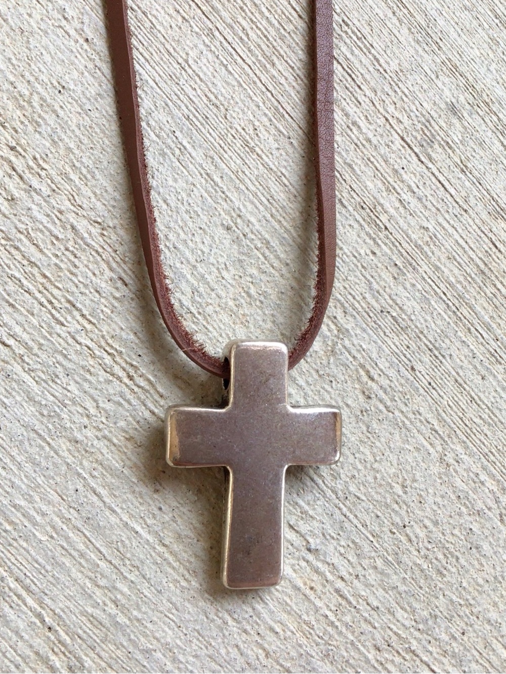 Sundance Charm leather cord silver cross necklace